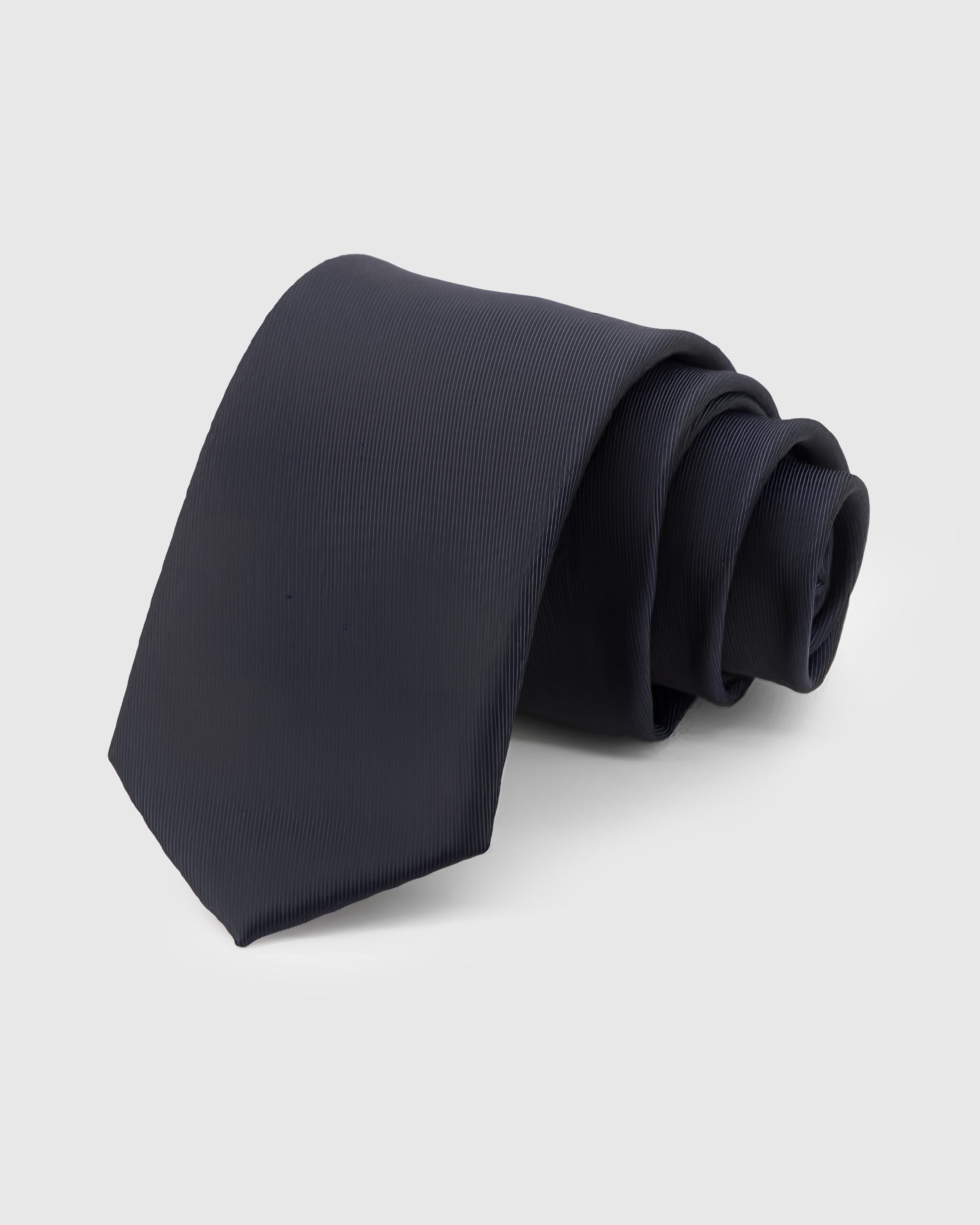 STICKYZOO Midnight Solid Tie in 100% mulberry silk with micro-twill weave in deep midnight, 45° bias-cut Italian method