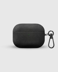 STICKYZOO Alcantara Clip AirPods Pro Case in black microfiber suede with metal carabiner