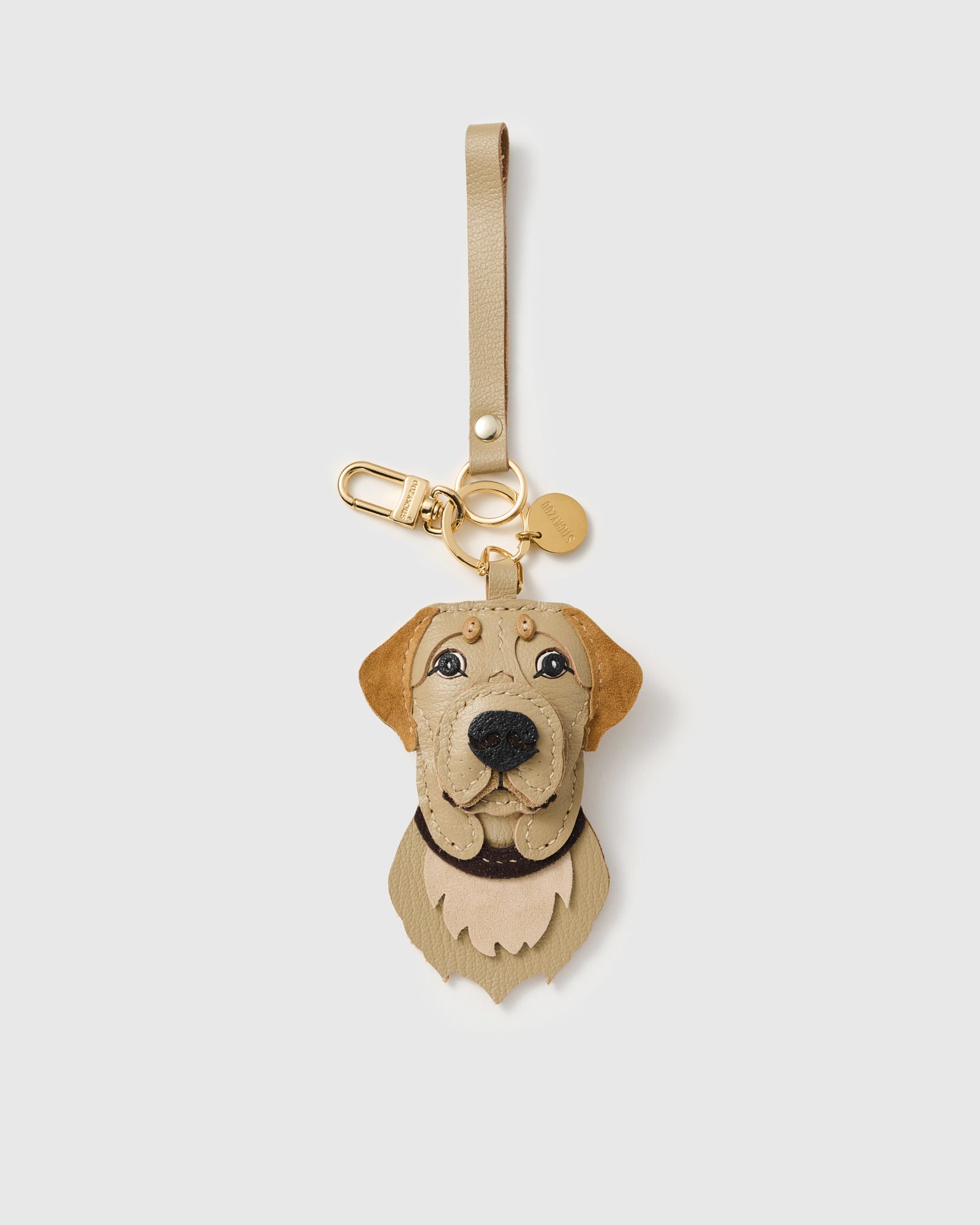 {{Golden suede ears.}} Close detail of the Labrador Retriever — warm Labrador-caramel French Alran suede floppy ears, soulful dark eyes with white highlights.