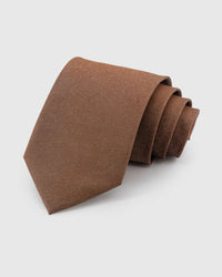 STICKYZOO Caramel Shantung Tie in 100% mulberry silk with natural textured shantung grain, 45° bias-cut Italian method