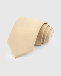 STICKYZOO Champagne Solid Tie in 100% mulberry silk with basket weave texture and warm cream finish, 45° bias-cut Italian method