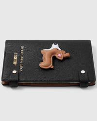 French Alran leather Corgi in running pose on STICKYZOO notebook, hand-cut and stitched with multi-layer construction