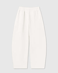Back view of STICKYZOO Saint Teddy Bear Sweatpant in white showing elastic waistband and straight silhouette