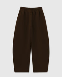 Back view of STICKYZOO Saint Teddy Bear Sweatpant in dark brown showing elastic waistband and straight silhouette