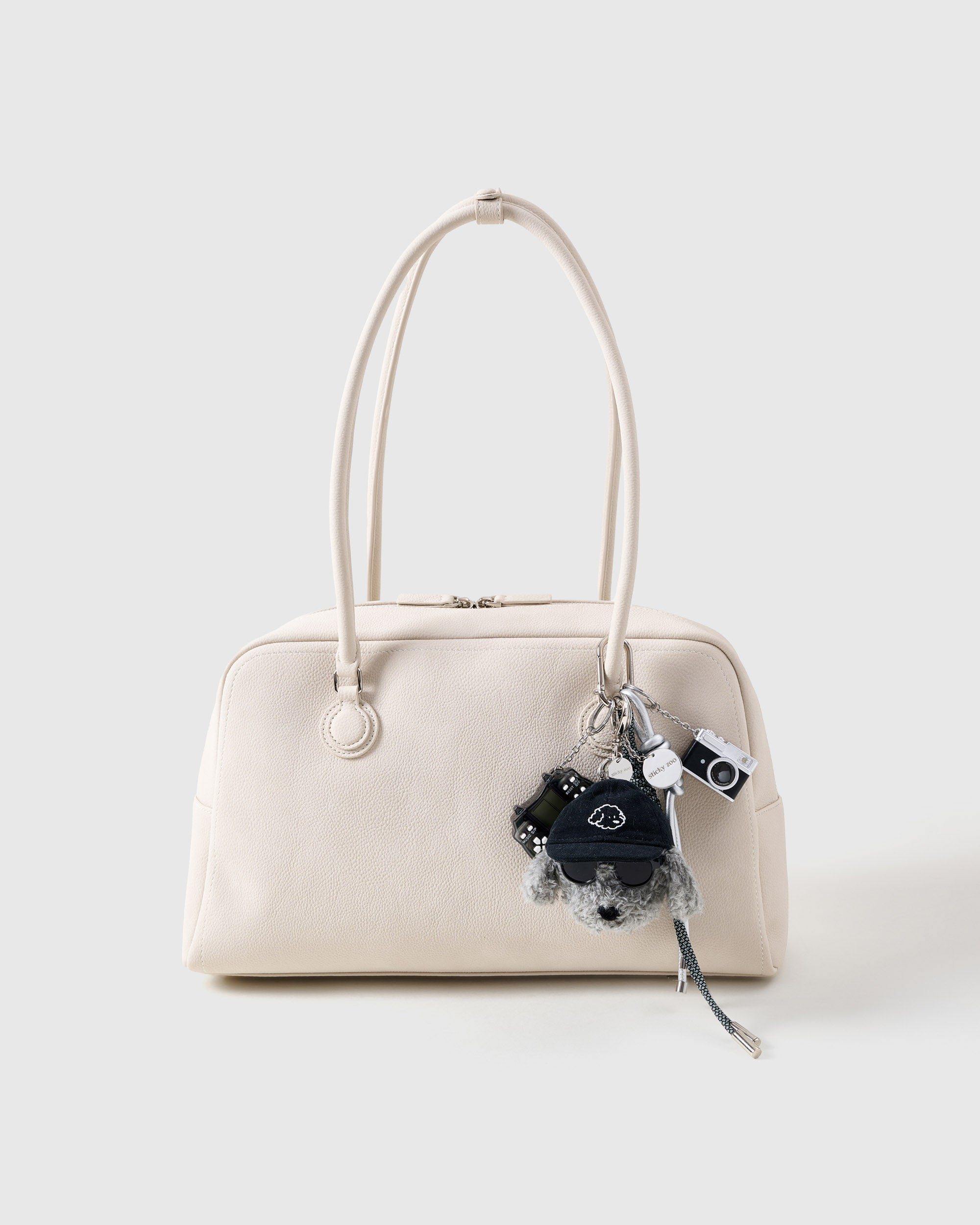 Sticky Zoo® Gamer Poodle Bag Charm and Keychain - Plush Grey Dog