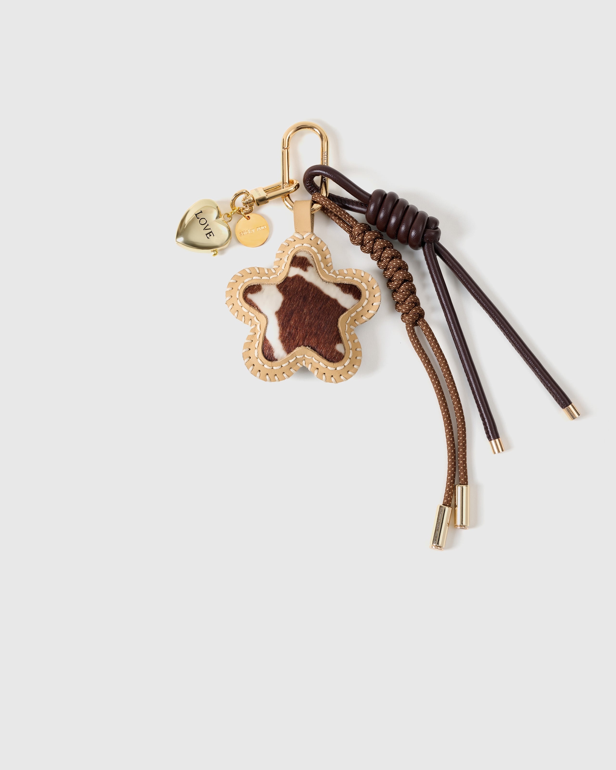 COWHIDE STAR STACK CHARM