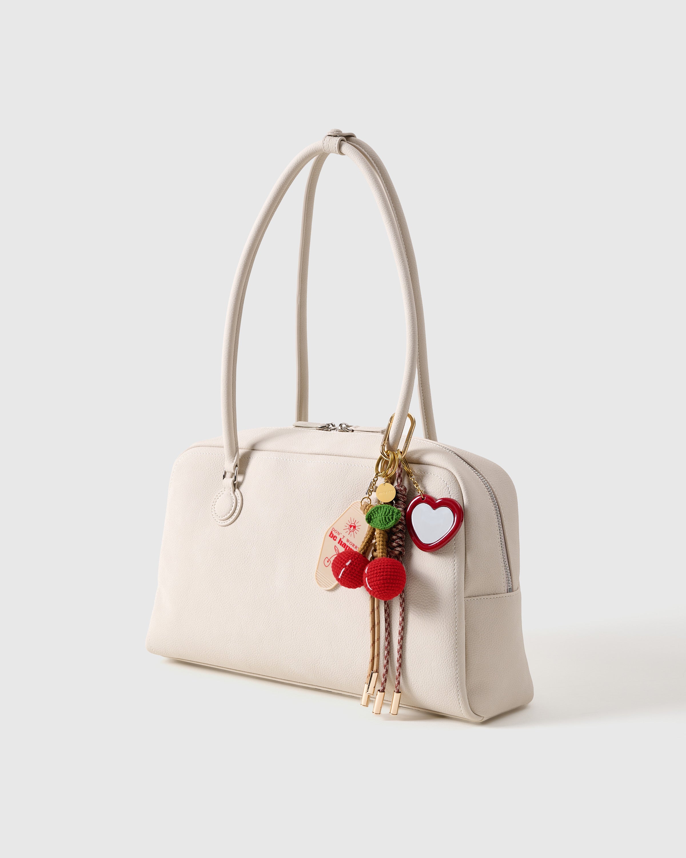 Sticky Zoo® Cherry Plush Bag Charm and Keychain - Crochet Fruit Charm