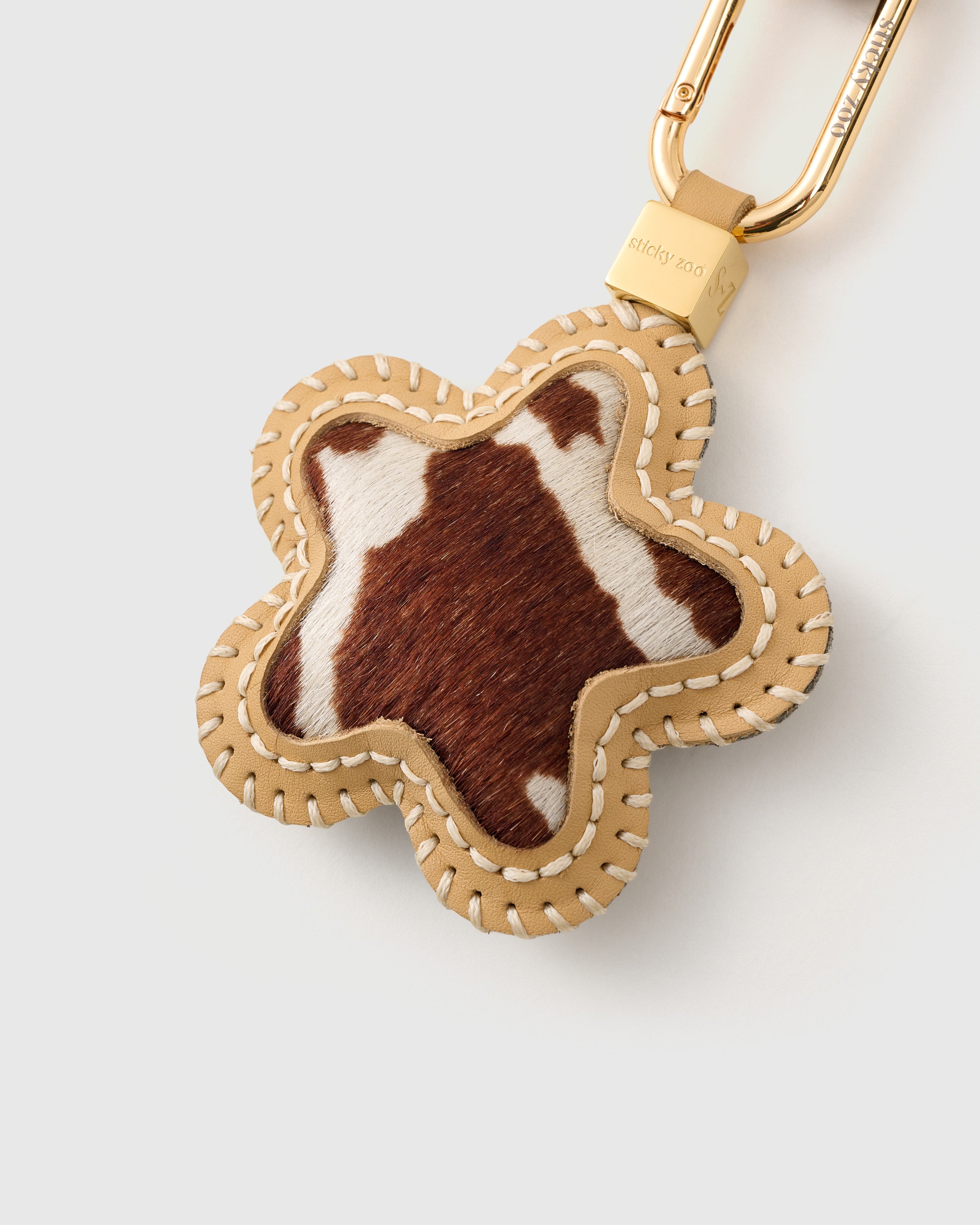 Sticky Zoo® Cowhide Star Bag Charm and Keychain - Heart Locket