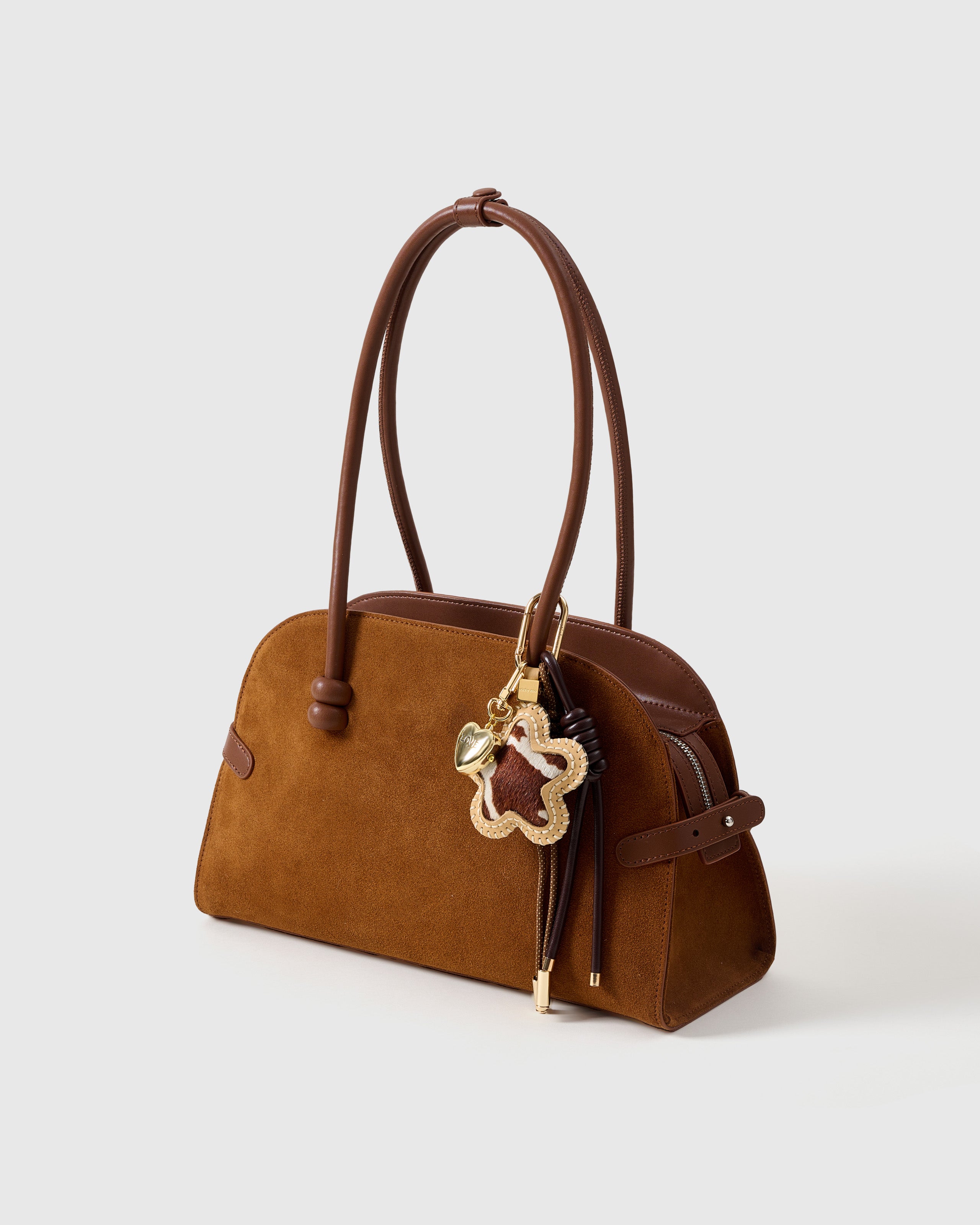 Sticky Zoo® Cowhide Star Bag Charm and Keychain - Heart Locket