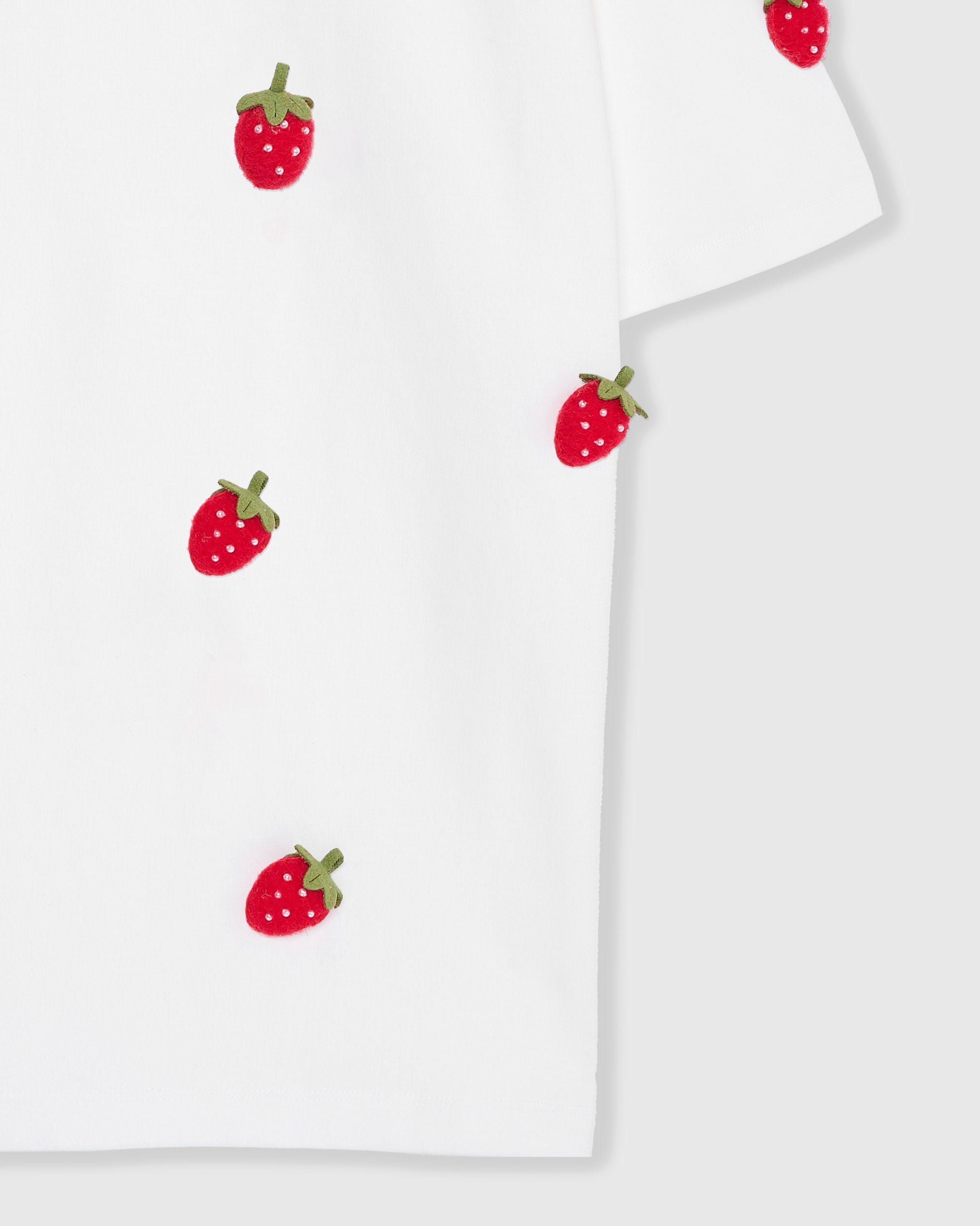 Sticky Zoo® - White Strawberry T-Shirt Luxury Handcrafted