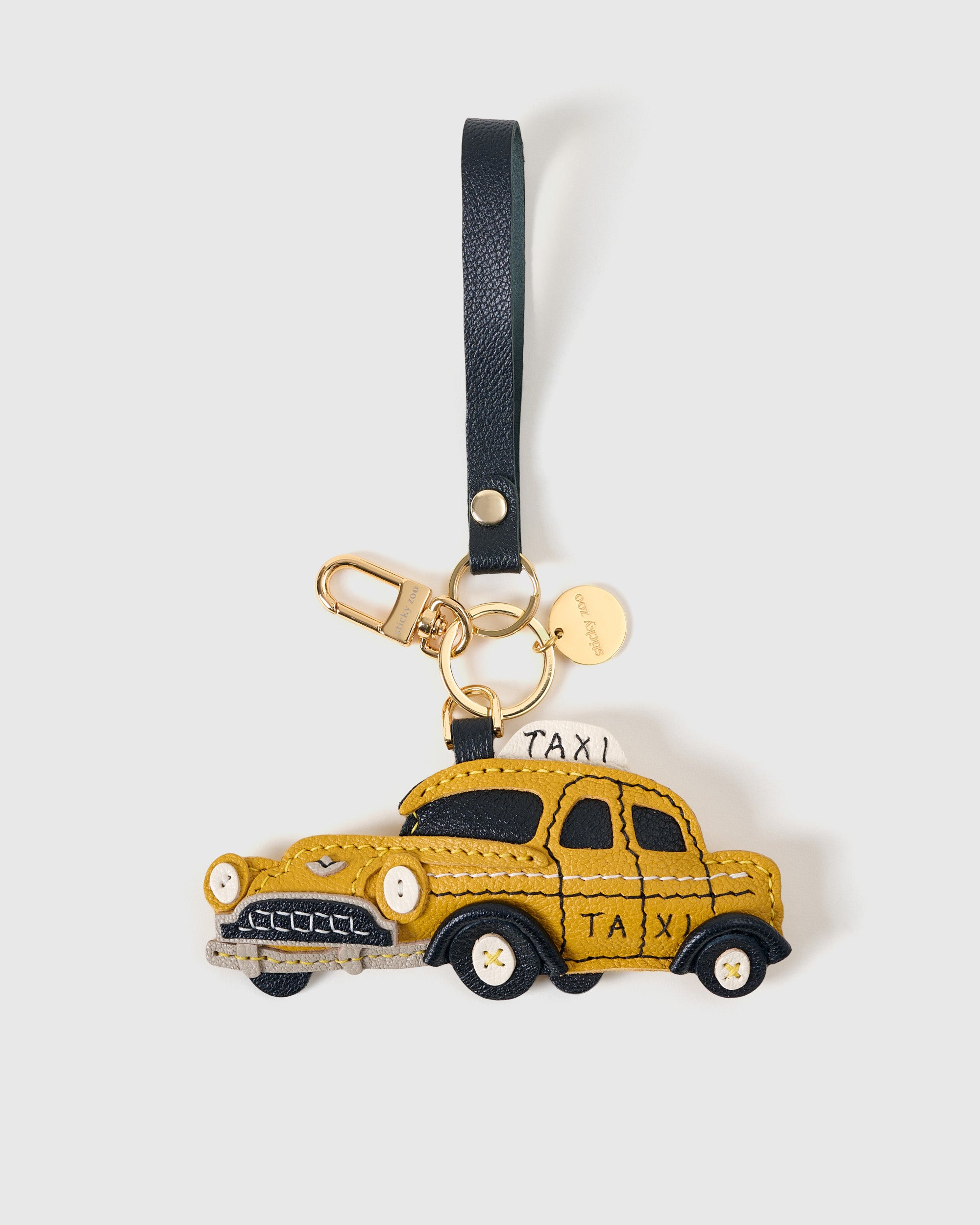 sticky zoo チャーム Sticky Zoo® New York Taxi Charm – Handmade Leather Bag Charm