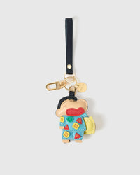 Classic Shinchan on an 18K gold-plated keychain clip with engraved STICKYZOO disc — clips to keys, bags or backpacks.