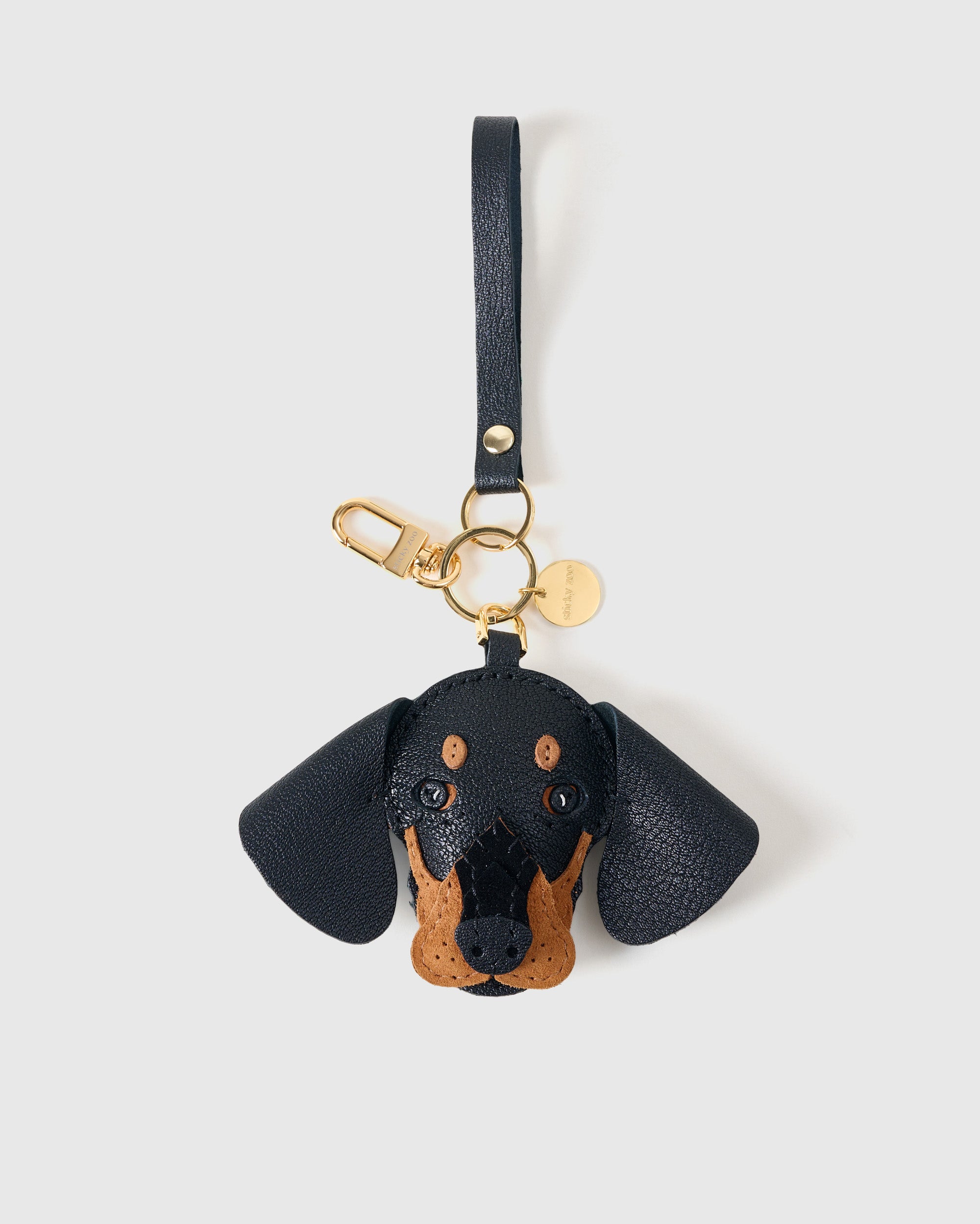 Sticky Zoo® Dachshund Face Bag Charm – Handmade Leather Dog