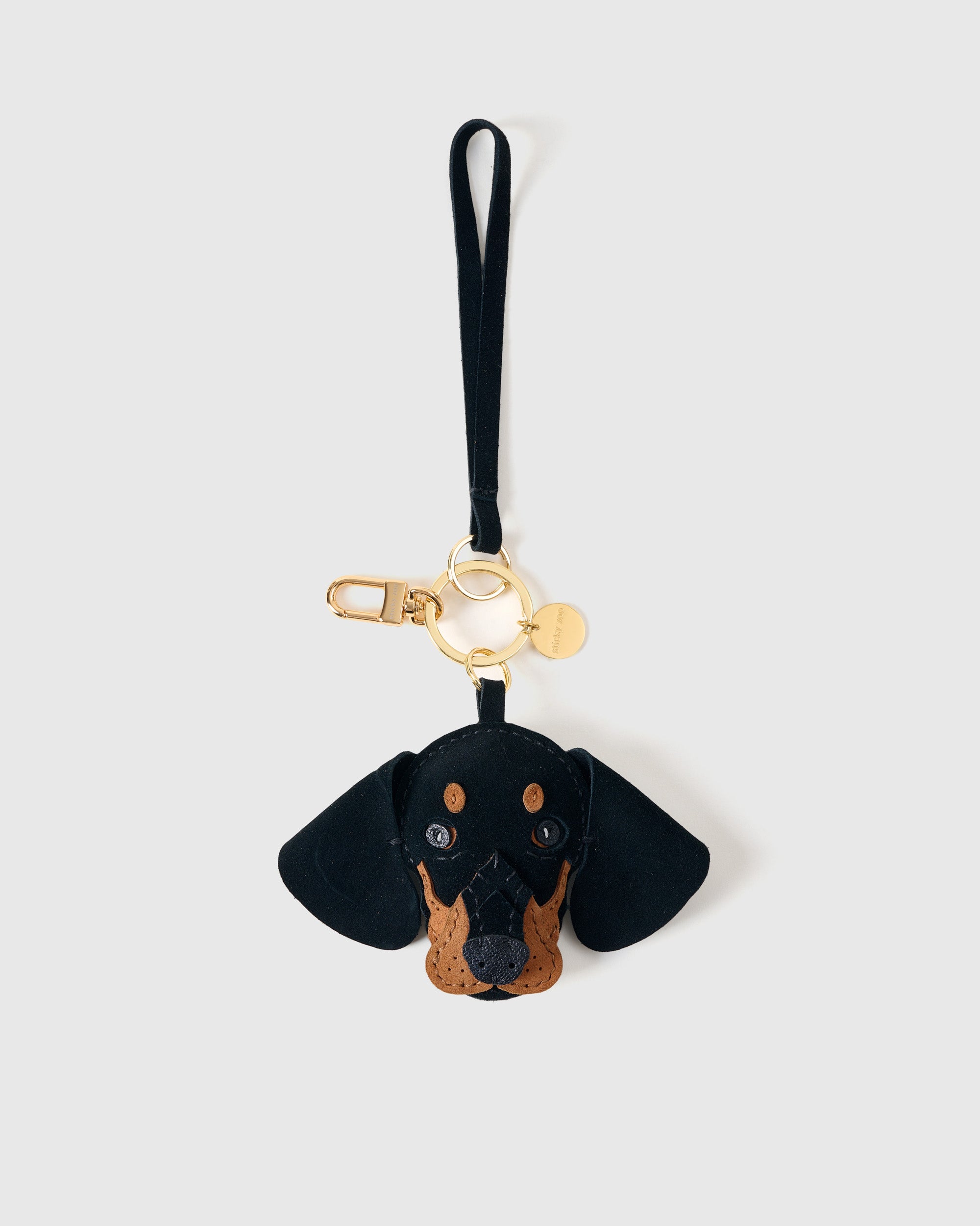 Sticky Zoo® Dachshund Face Bag Charm – Handmade Leather Dog