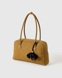 Handmade Dachshund suede bag charm — French Alran suede from a tannery founded in 1903 in Tarn, France. STICKYZOO suede edition.