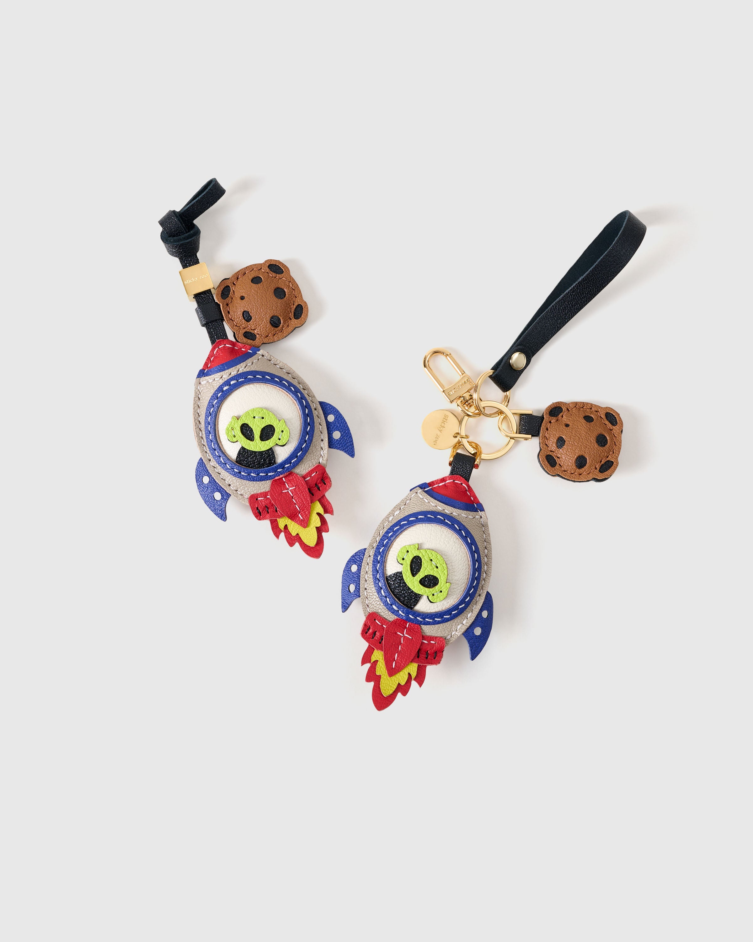 Sticky Zoo® - UFO Rocket Bag Charm & Keychain – Leather Alien