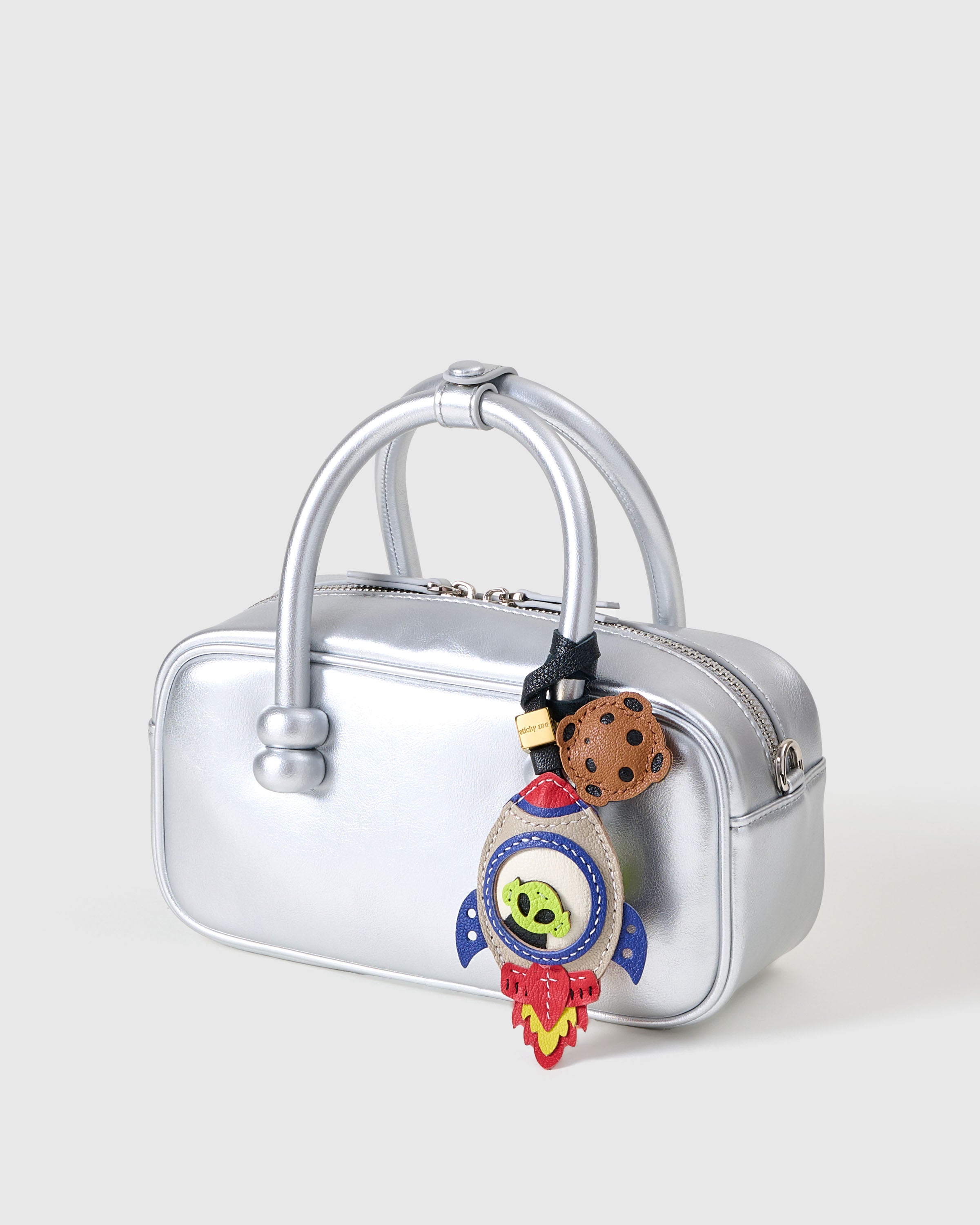 コープスブライド　チャーム Sticky Zoo® - UFO Rocket Bag Charm & Keychain – Leather Alien