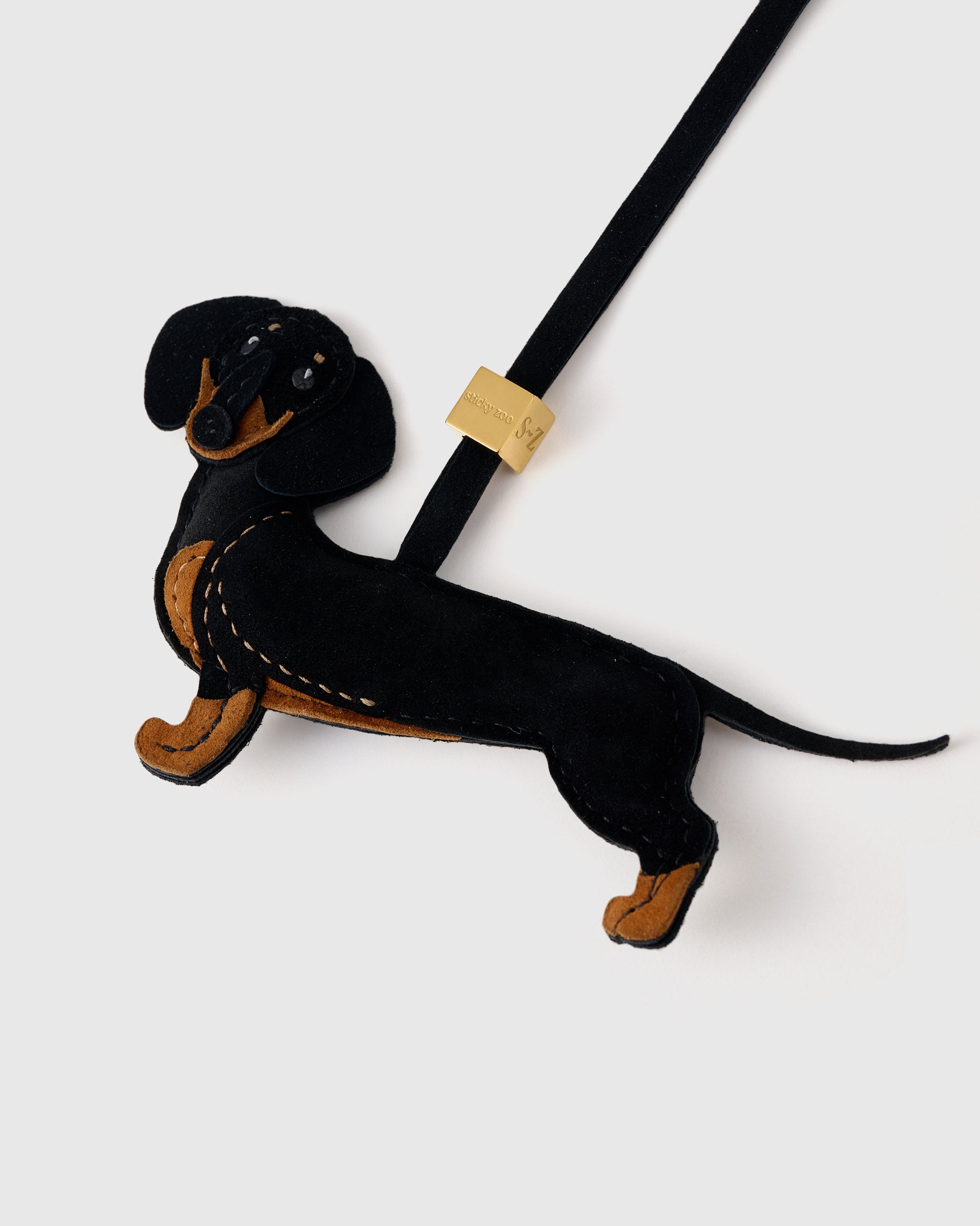 【STICKY ZOO】ダッシュダックスフンド チャーム Sticky Zoo® Dachshund Dog Charm – Handmade Leather & Suede