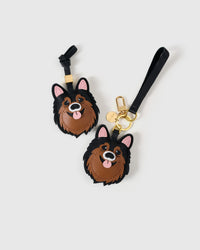 The pomeranian charm is made from genuine French Alran goatskin and French suede — real full-grain leather. Never vegan. Never synthetic. The difference shows.