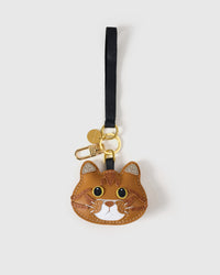 Ginger British Shorthair on an 18K gold-plated keychain clip with engraved STICKYZOO disc — clips to keys, bags or backpacks.
