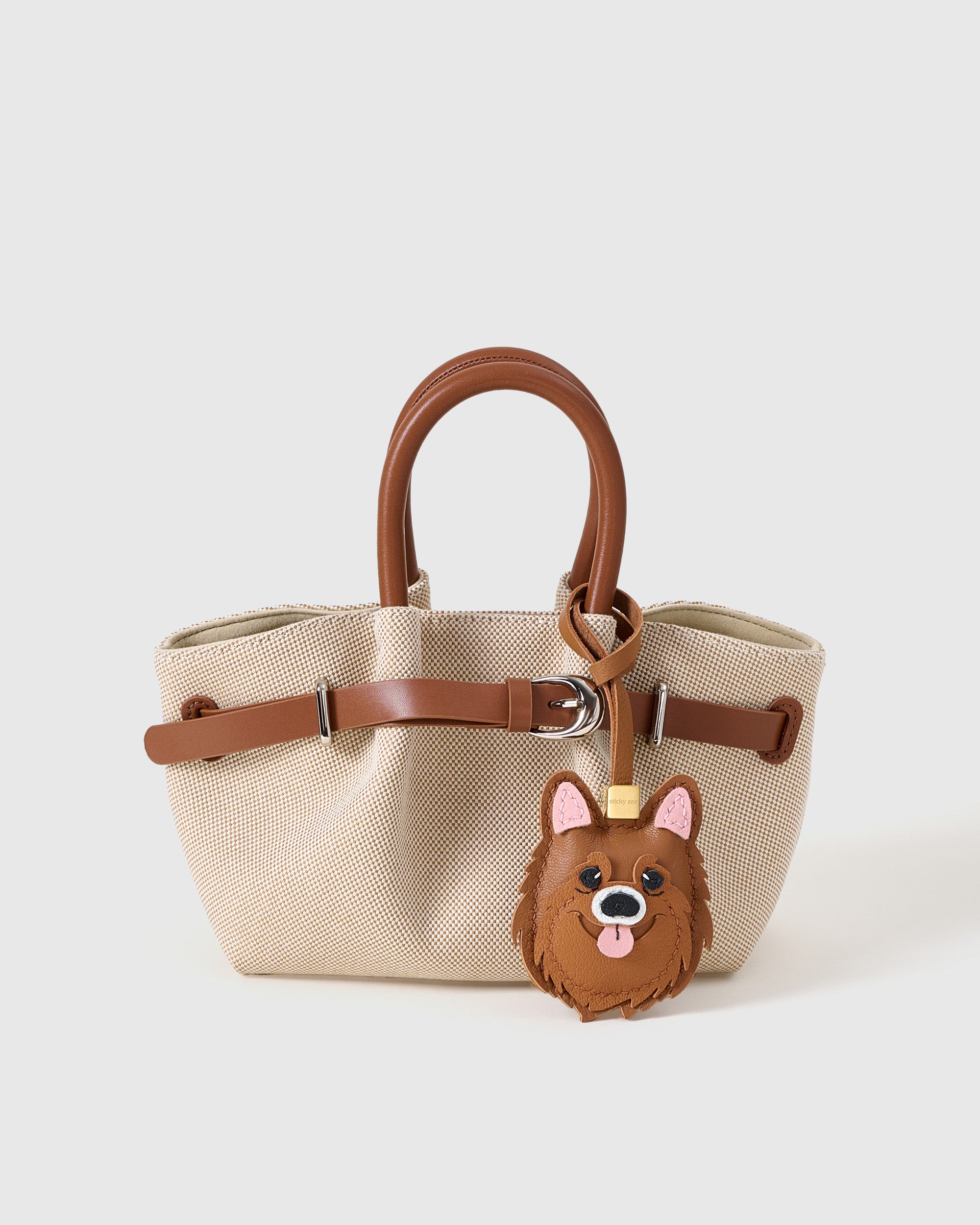 sticky zoo 犬チャーム ブラウン Sticky Zoo® Brown Pomeranian Dog Bag Charm & Keychain