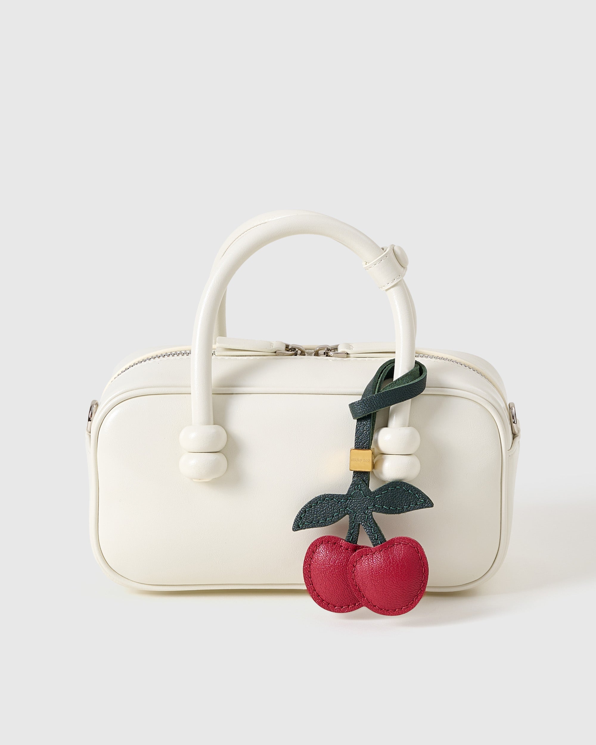 Cherry Bag Charm & Leather Keychain - Handmade Premium