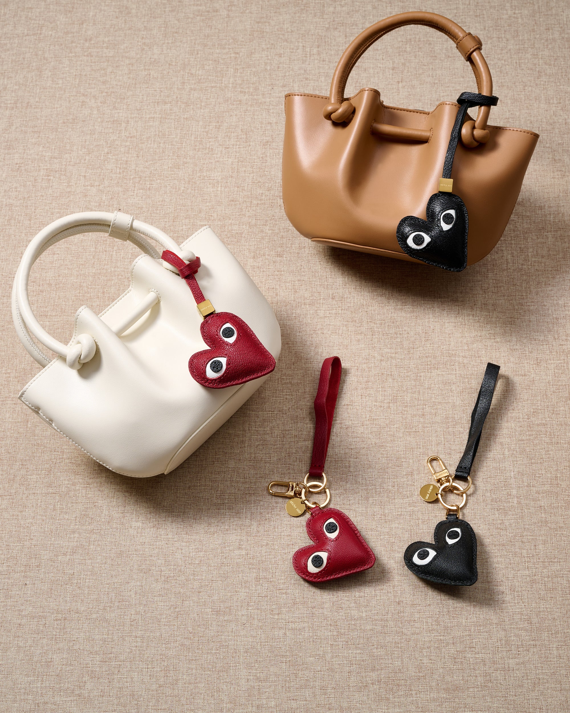 関税送料込 sticky zoo RABBIT うさぎ ハート バックチャーム Heart Bag Charm & Keychain - Handmade French Leather