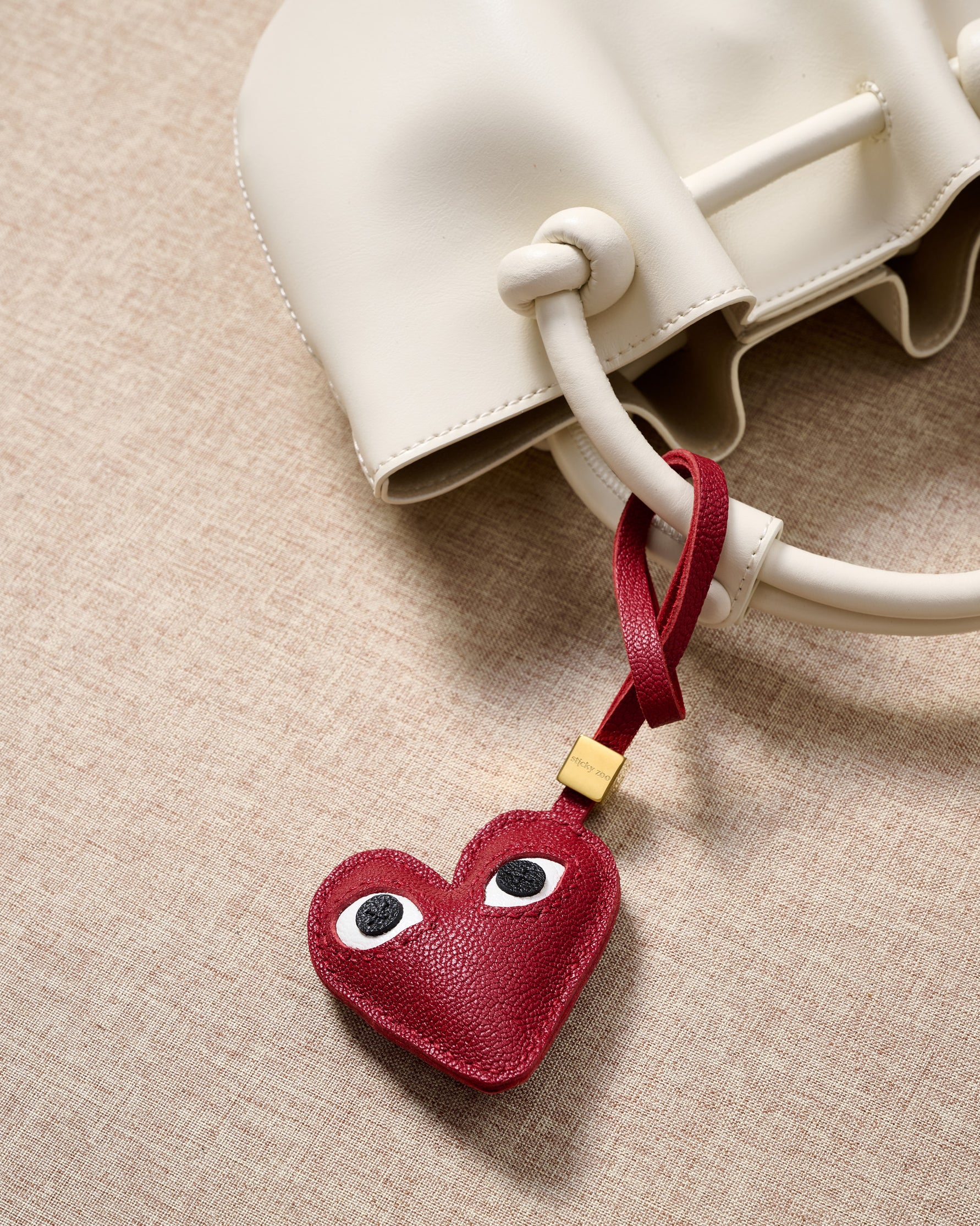 Paisley Heart Bag Charm Keychain - Brown