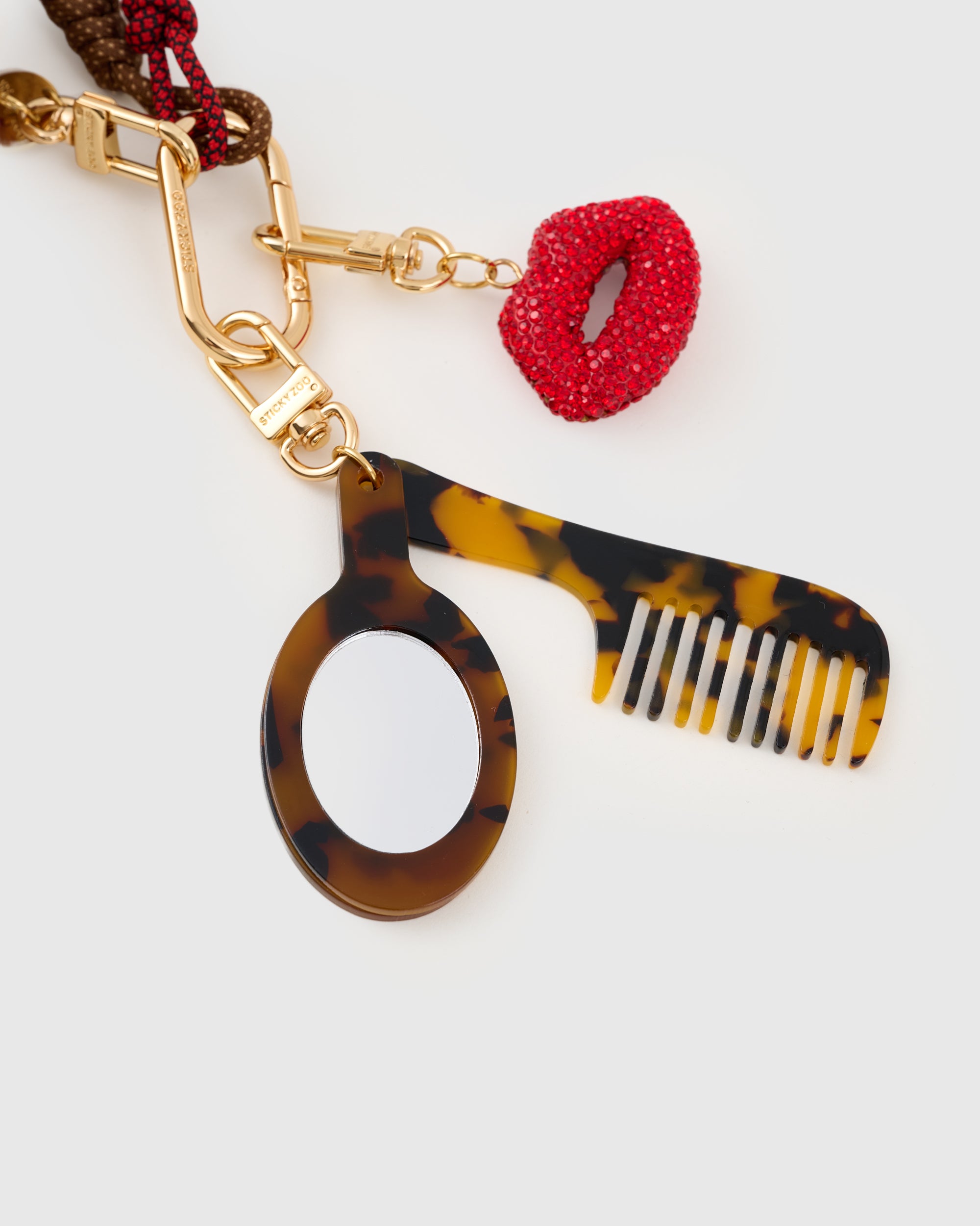 Sticky Zoo® Kiss-Me Croissant Girl Stack Charm – Mirror & Lips