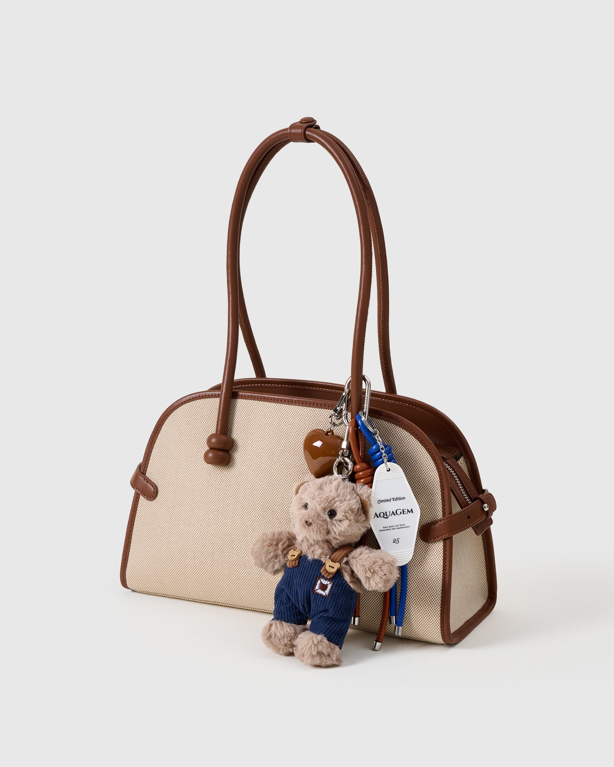 Sticky Zoo® Teddy Manchi Stack Charm – Blue Overalls & Aquagem Tag