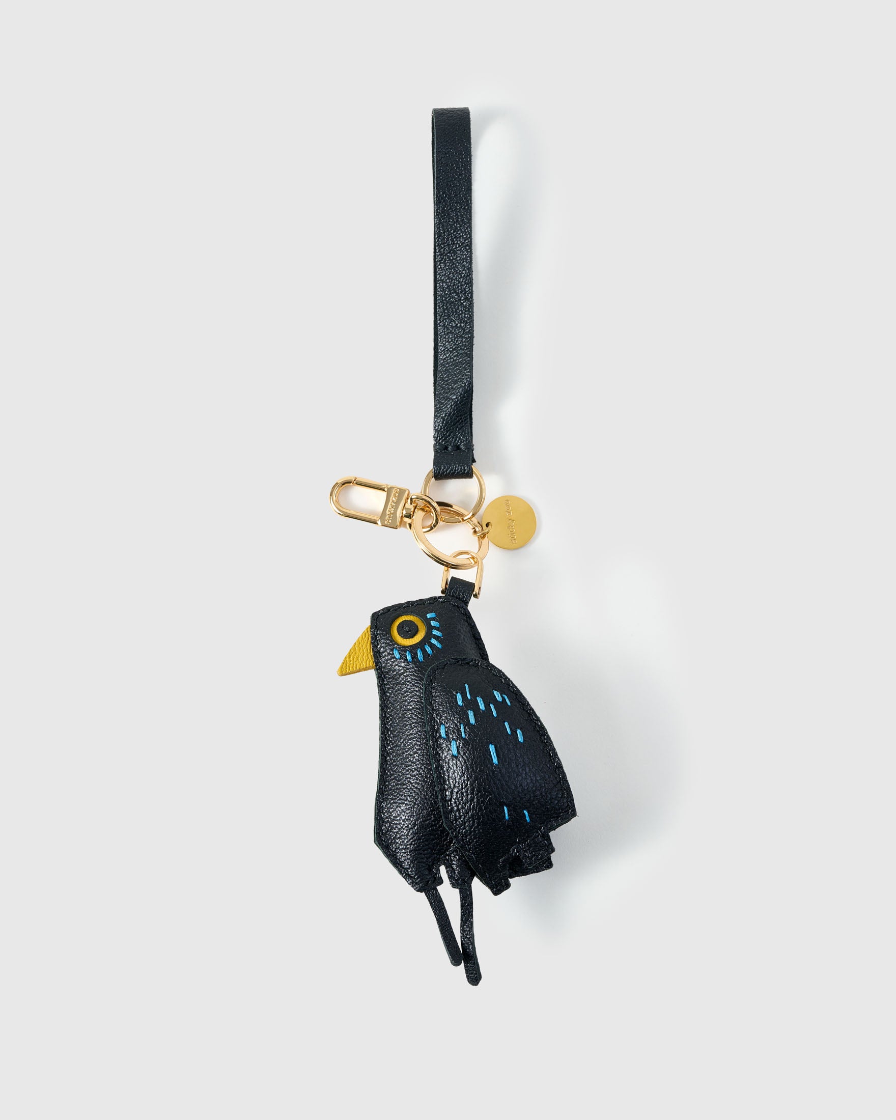 Black Bird Bag Charm and Keychain – Handmade Leather Bird - Gift