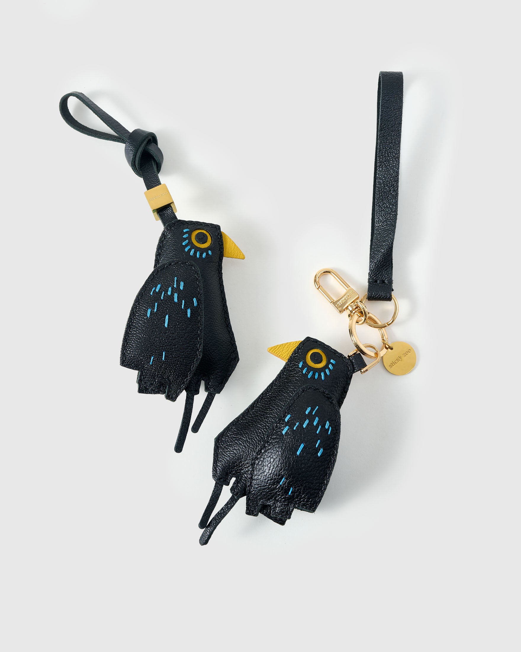 Black Bird Charm Leather Charm — Hand-Cut French Leather