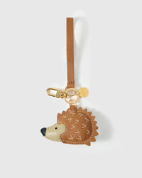 HEDGEHOG CHARM on an 18K gold-plated keychain clip with engraved STICKYZOO disc — clips to keys, bags or backpacks.