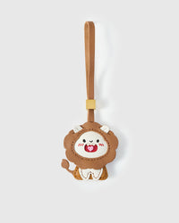 LION CHARM charm handmade from French Alran genuine goatskin — A small lion, mid-roar. Mouth wide open, paws up,. Three days by hand. Arrives in luxury gift packaging. Designed in Amsterdam.