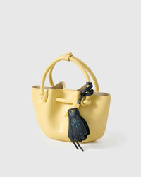Blackbird charm — French Alran leather from Tarn, France, founded 1903, Entreprise du Patrimoine Vivant.