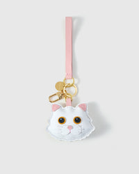 Orange-eye Maine Coon on an 18K gold-plated keychain clip with engraved STICKYZOO disc — clips to keys, bags or backpacks.