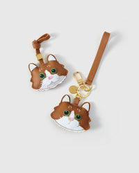 Gray European Shorthair — 18K gold-plated hardware engraved with the STICKYZOO mark.