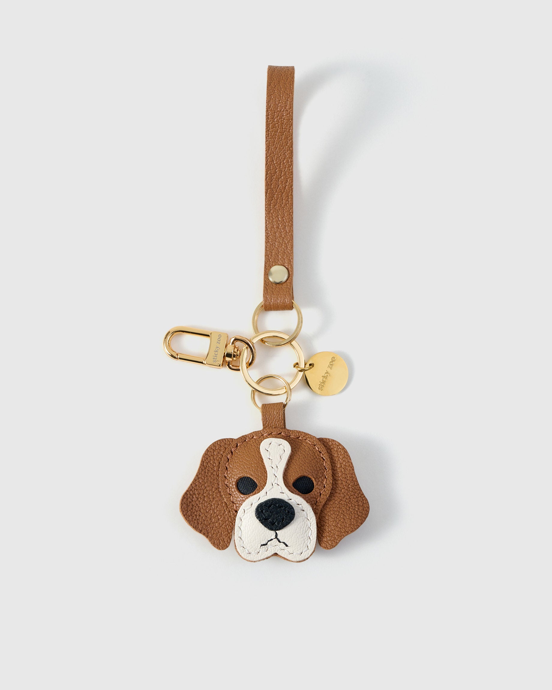 Beagle Dog Bag Charm and Keychain Premium Handmade Leather