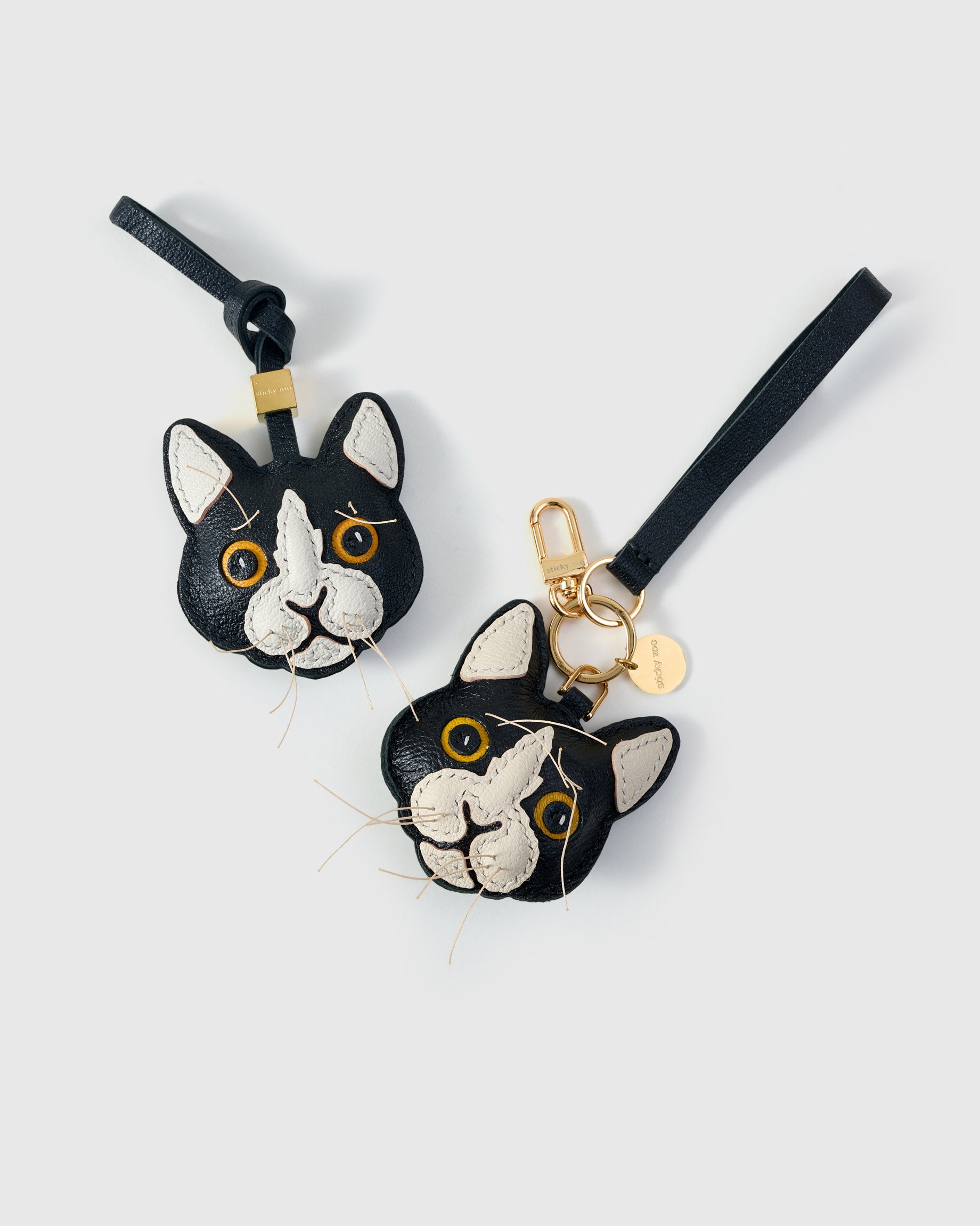 Tuxedo Cat Charm Premium Leather Bag Accessory & Keychain Gift