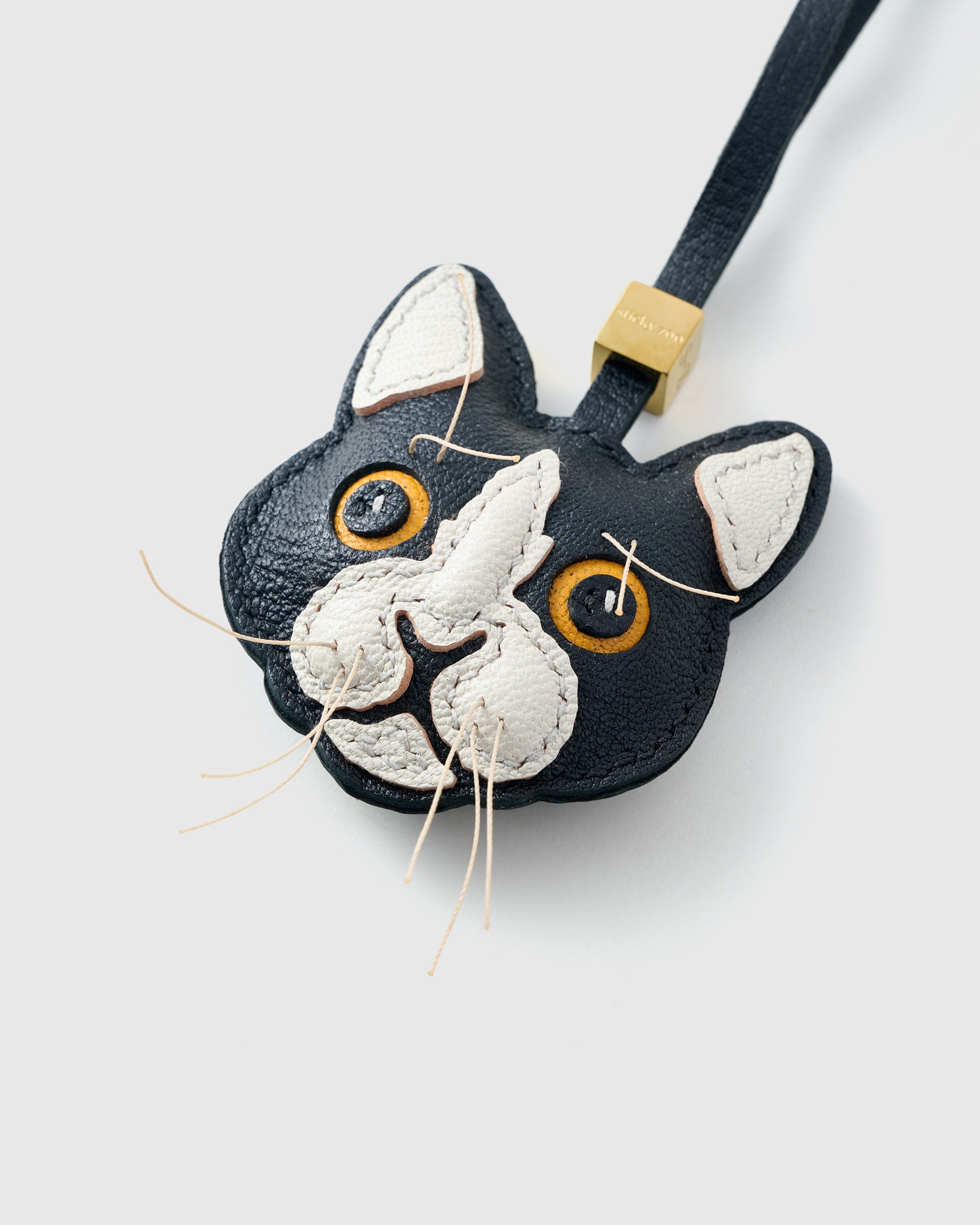 Tuxedo Cat Leather Charm — Hand-Cut French Leather | STICKYZOO