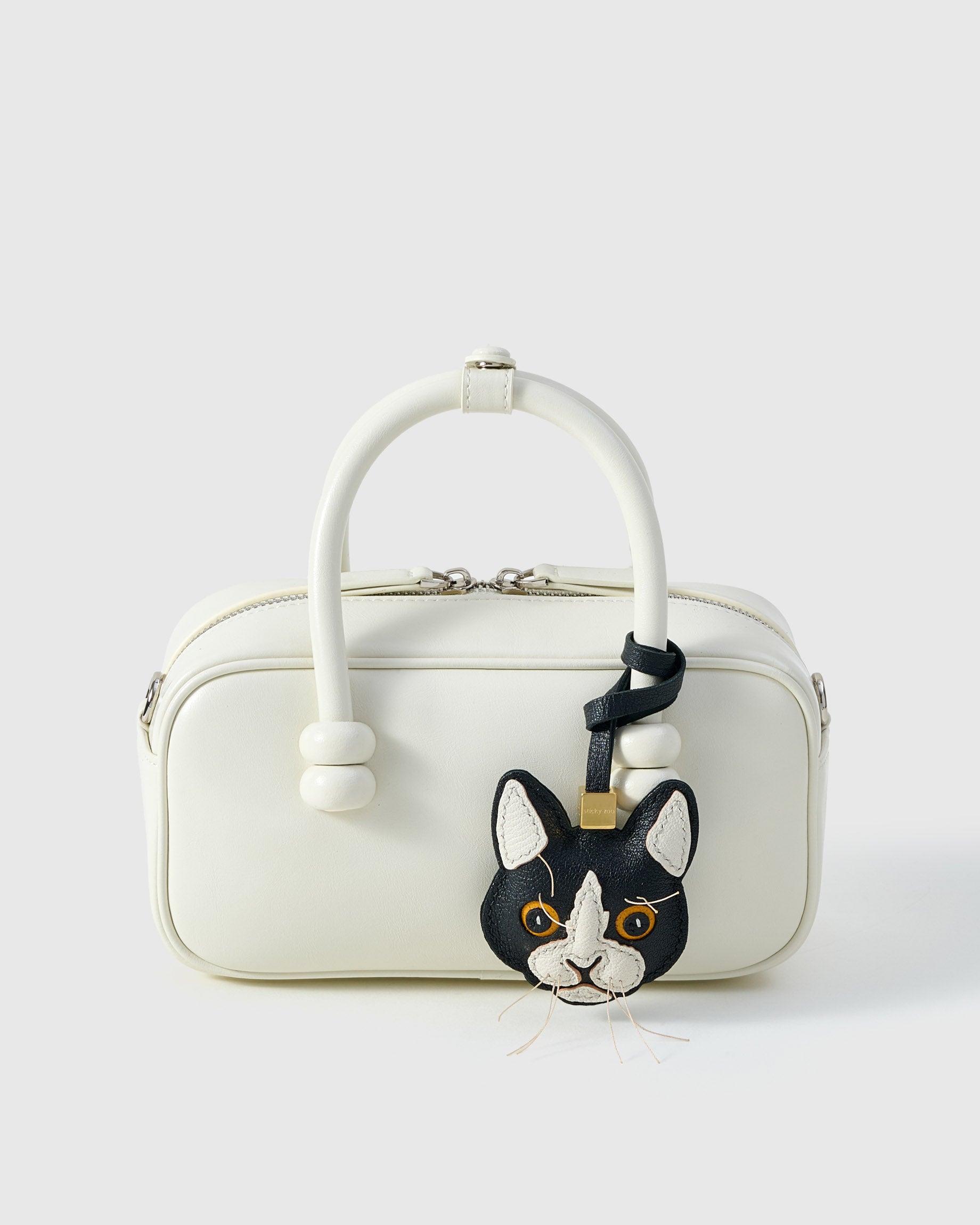 Tuxedo Cat Charm Premium Leather Bag Accessory & Keychain Gift