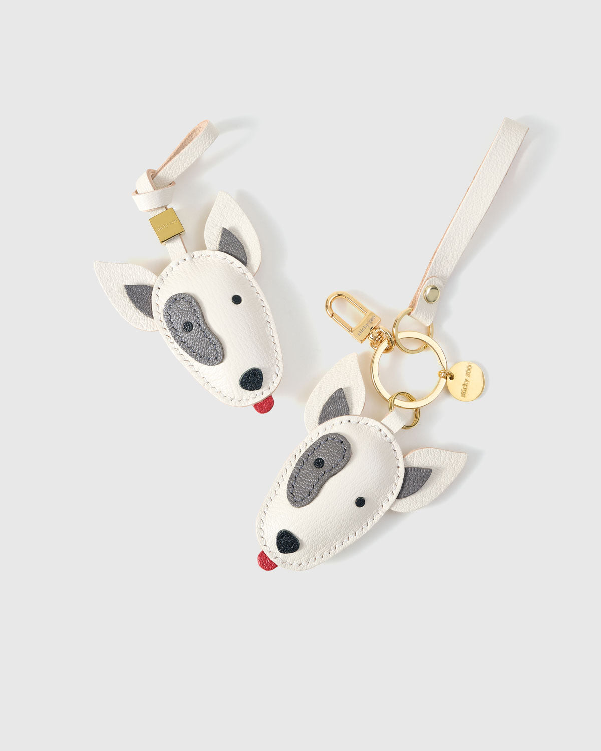 Bull Terrier Leather Bag Charm & Keychain – Handmade Gift – STICKY