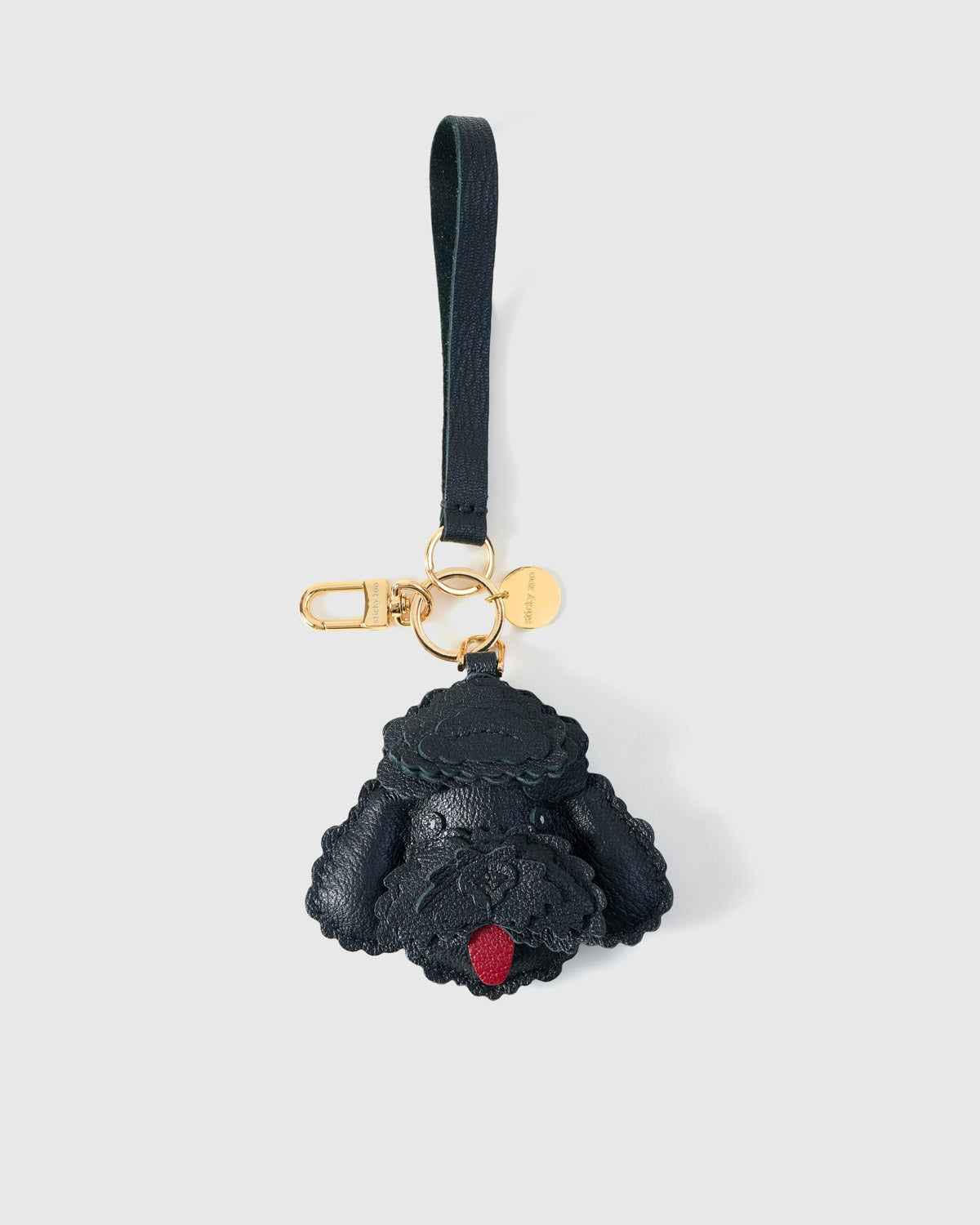 Gray Poodle Charm Luxury Leather Bag Charm & Keychain - Handmade