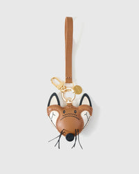 FOX CHARM on an 18K gold-plated keychain clip with engraved STICKYZOO disc — clips to keys, bags or backpacks.