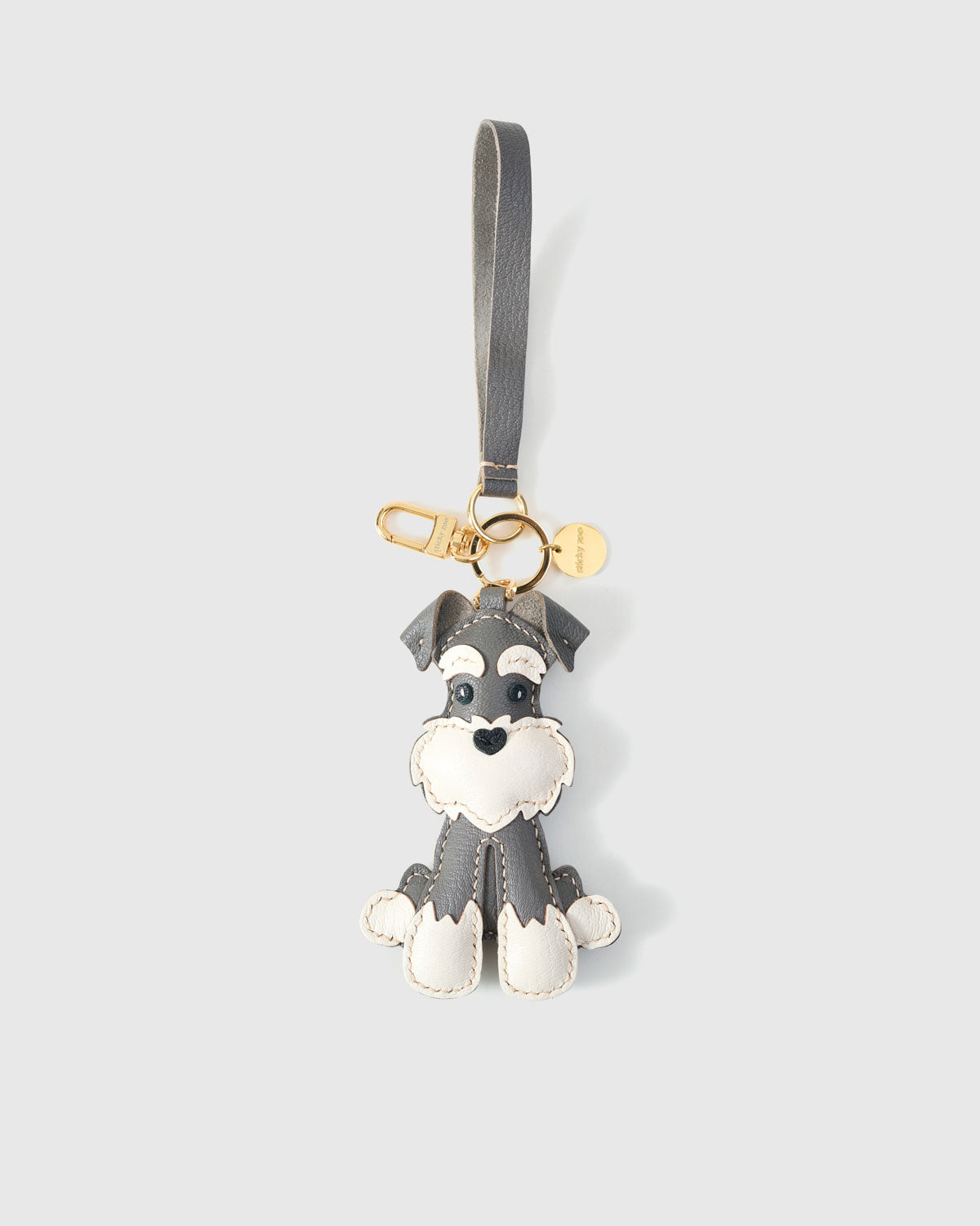 Schnauzer Leather Bag Charm & Keychain – Handmade Gift for Dog