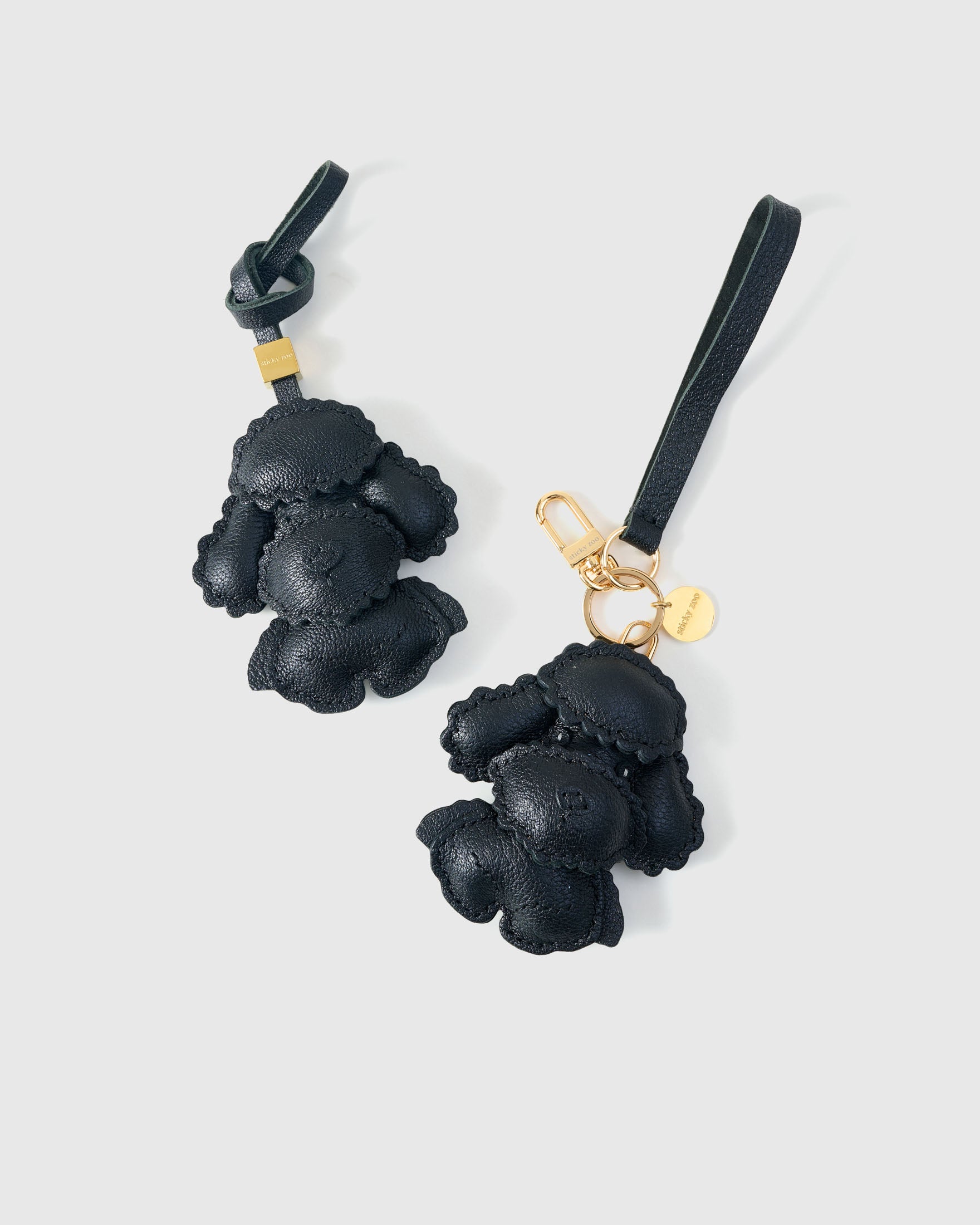 Sticky Zoo® - Black Poodle Bag Charm - Handmade Leather Bag Charm