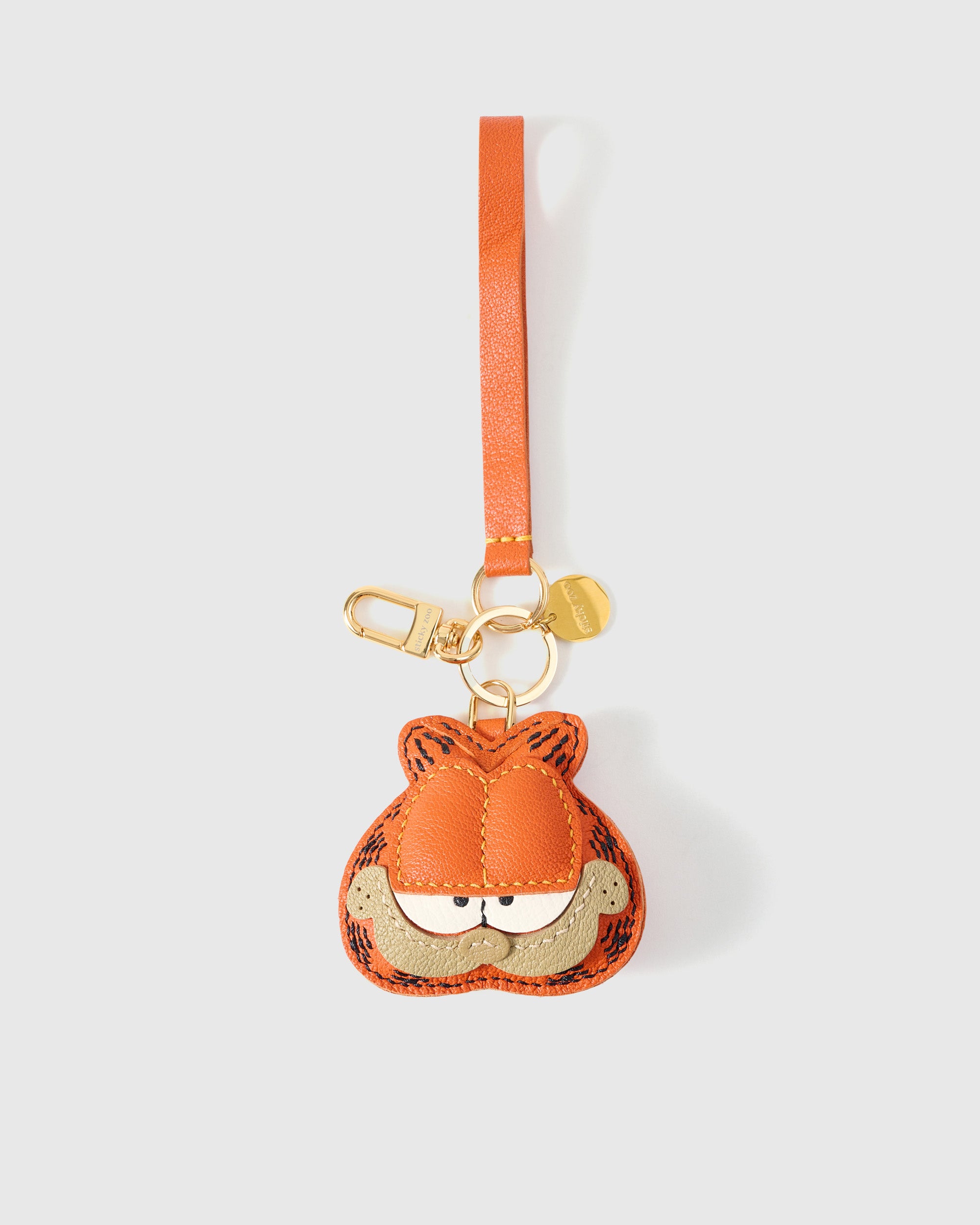 STICKY ZOO® – Orange Cat Leather Bag Charm & Keychain – Handmade
