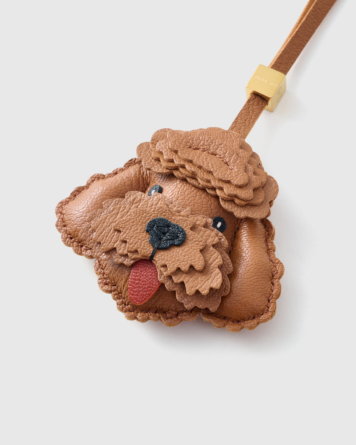 Brown Poodle Charm Luxury Leather Bag Charm & Keychain - Handmade