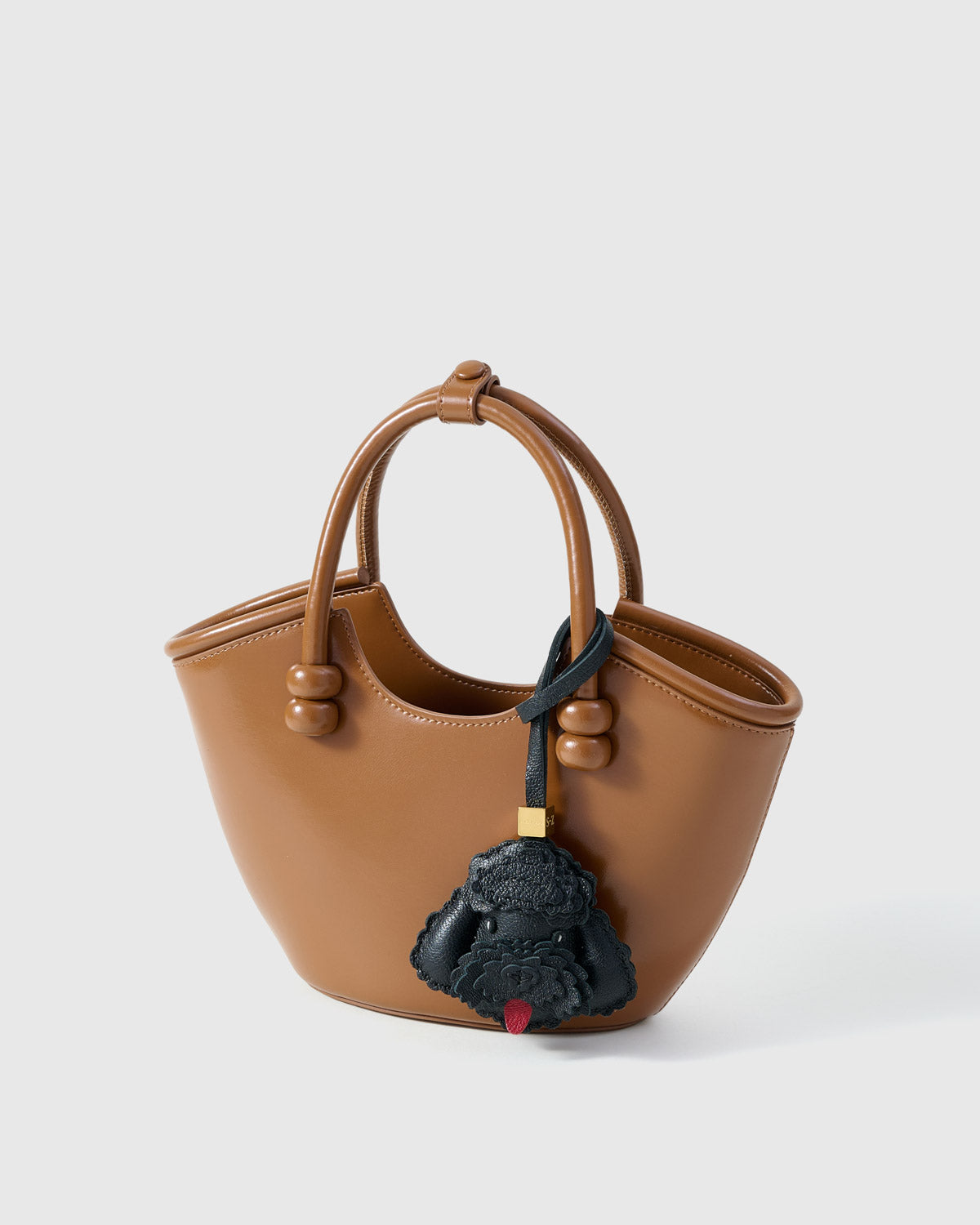 Black Poodle Charm Luxury Leather Bag Charm & Keychain - Handmade