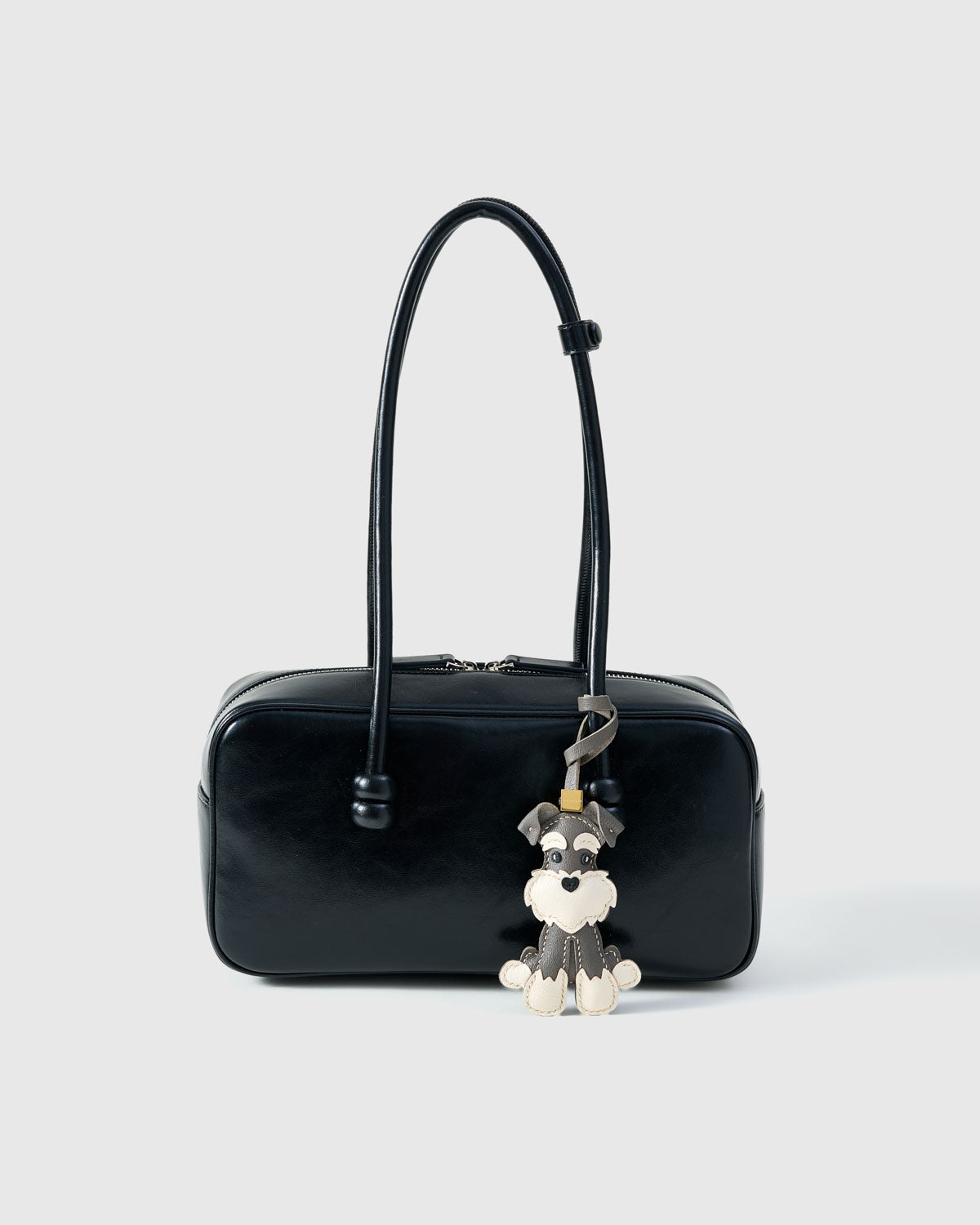 Miniature Schnauzer Bag charm Wheatonˊ˗ Gray Urban Schnauzer Leather Charm — Hand-Cut French Leather